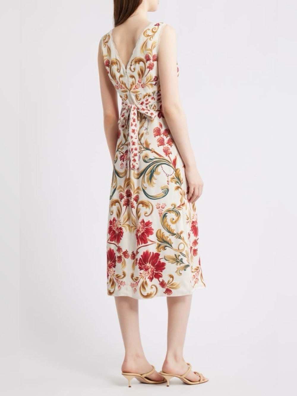 Farm Rio Royal Garden Print Sleeveless Satin Dress - Picture 3 of 11